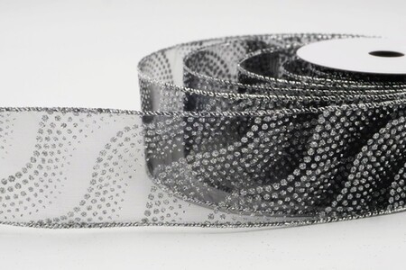 Zwart glitterlint met golvend stippenpatroon_KW0475G-53